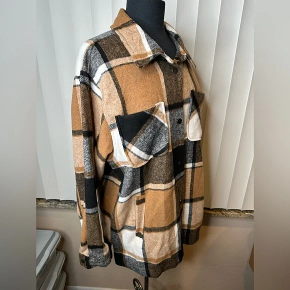 Ashley by 26 International Plaid Brown Black Jacket Size Large - Picture 3 of 8